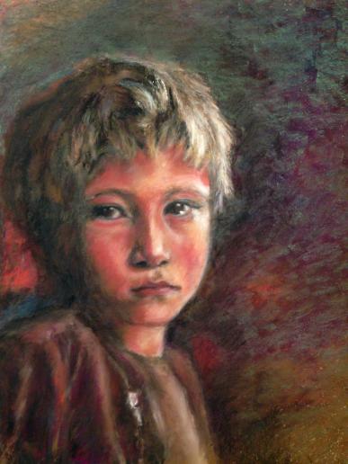Jungenportrait, Pastell auf Papier 42x60 cm