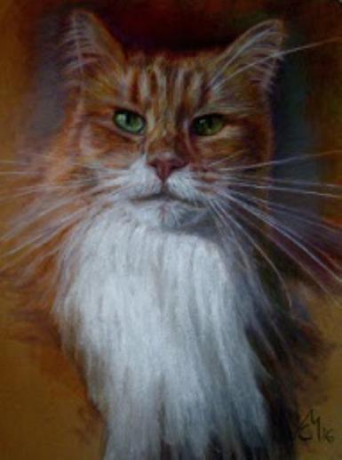 Katzenportrait, Pastell auf Papier 42x60 cm