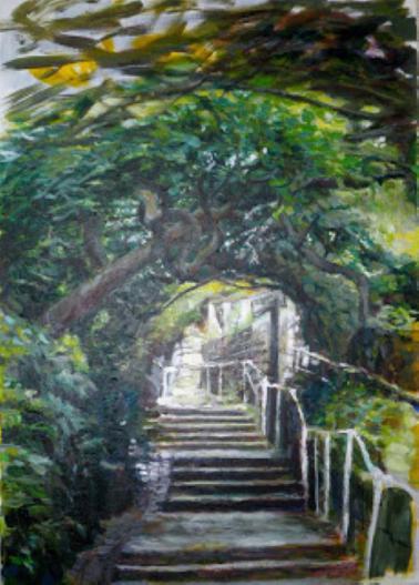 Treppe bei Blankenese, Acryl auf Leinwand 50x70 cm